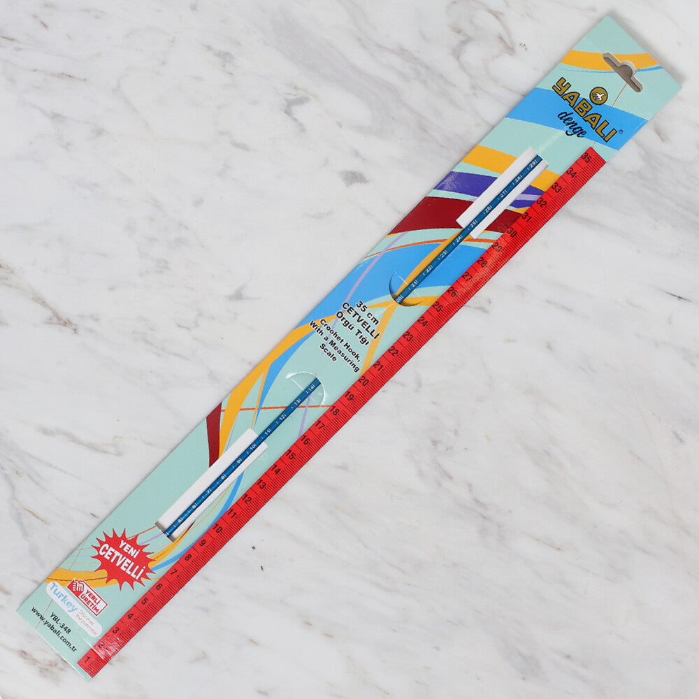 Yabalı 3.5 mm 35 cm Mavi Cetvelli Örgü Tığı - YBL-348